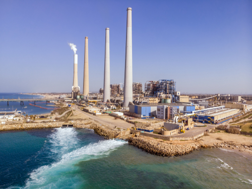 Aerial,Shot,Of,Power,Plant,Near,Hadera,,Israel. חדרה