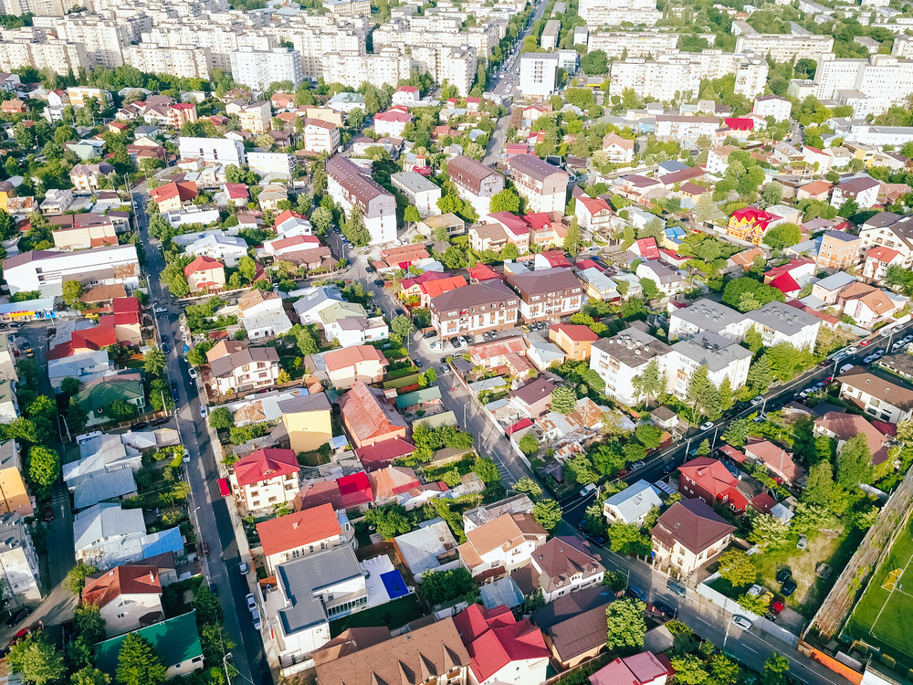 Aerial,Panoramic,View,Of,Bucharest,City,In,Romania